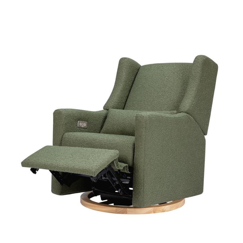 Babyletto Kiwi Olive Green Boucle Nursery Power Glider Recliner Chair with Light Wood Base - image 6 of 15