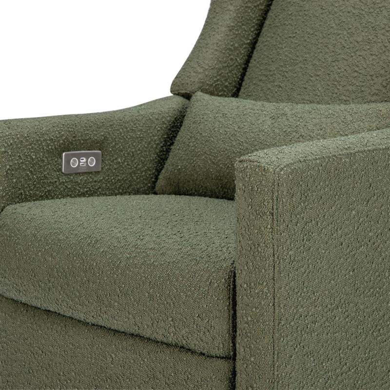 Babyletto Kiwi Olive Green Boucle Nursery Power Glider Recliner Chair with Light Wood Base - image 8 of 15