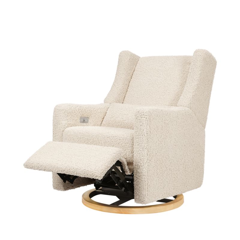 Babyletto Kiwi Almond Teddy Loop Nursery Power Glider Recliner Chair with Light Wood Base - image 7 of 18