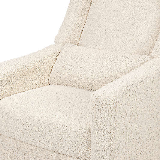 Babyletto Kiwi Almond Teddy Loop Nursery Power Glider Recliner Chair with Light Wood Base