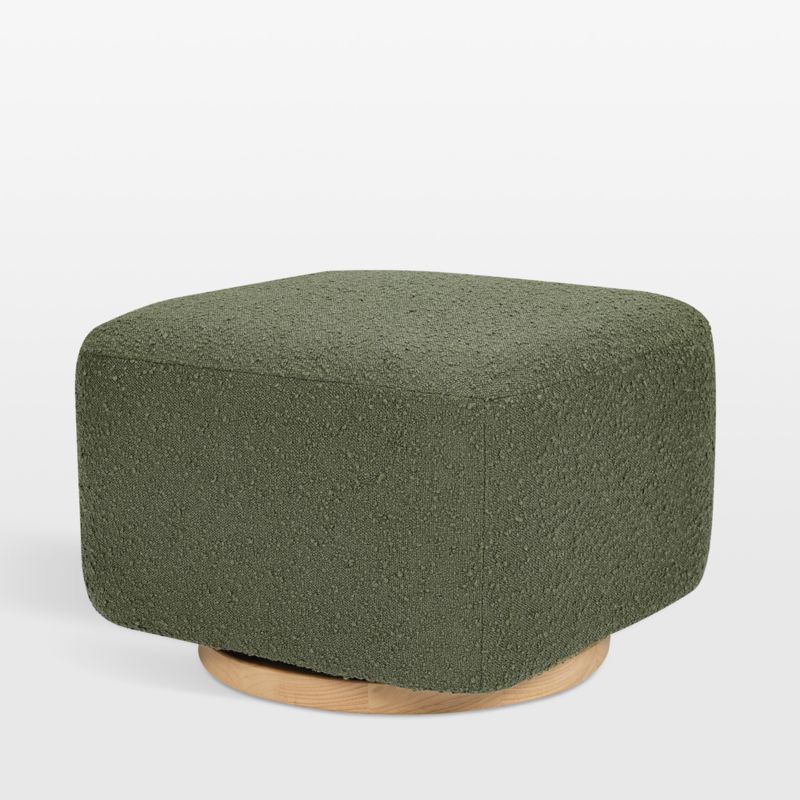 Babyletto Kiwi Gliding Ottoman in Olive Green Boucle with Light Wood Base - image 0 of 5