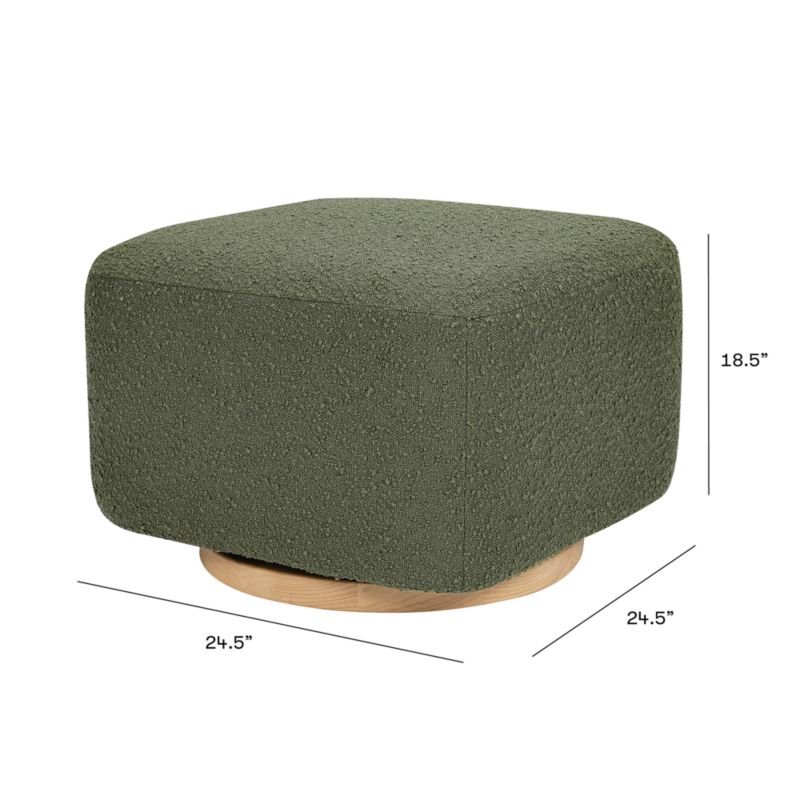 View Babyletto Kiwi Gliding Ottoman in Olive Green Boucle with Light Wood Base - image 2 of 5