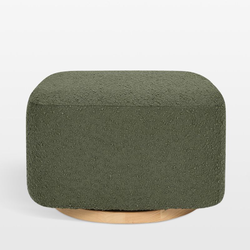 Babyletto Kiwi Gliding Ottoman in Olive Green Boucle with Light Wood Base - image 2 of 5