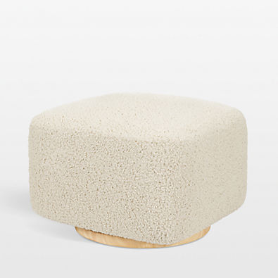 View Babyletto Kiwi Gliding Ottoman in Almond Teddy Loop with Light Wood Base details