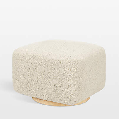 Babyletto Kiwi Gliding Ottoman in Almond Teddy Loop with Light Wood Base