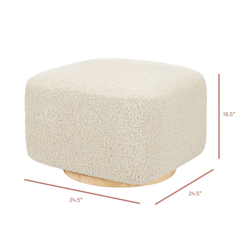 View Babyletto Kiwi Gliding Ottoman in Almond Teddy Loop with Light Wood Base - image 2 of 7