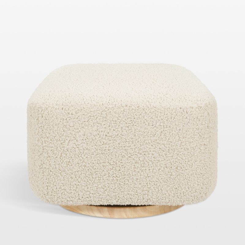 Babyletto Kiwi Gliding Ottoman in Almond Teddy Loop with Light Wood Base - image 4 of 7