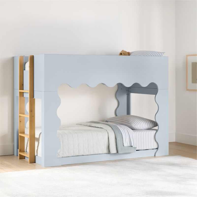 Babyletto Lido Wave Powder Blue Wood Convertible Kids Bunk Bed - image 1 of 4