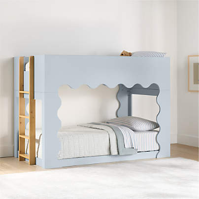Babyletto Lido Wave Powder Blue Wood Convertible Kids Bunk Bed