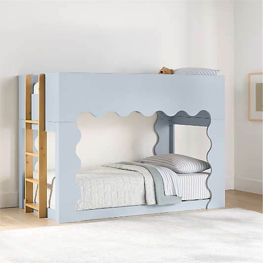 Babyletto Lido Wave Powder Blue Wood Convertible Kids Bunk Bed