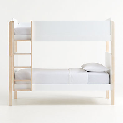 View Babyletto TipToe White & Washed Natural Wood Kids Bunk Bed details
