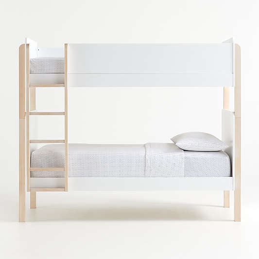 Babyletto TipToe White & Washed Natural Wood Kids Bunk Bed