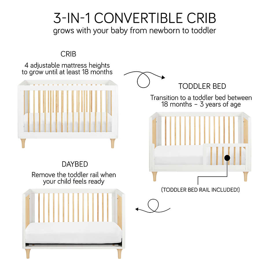 Babyletto Lolly Natural 3-in-1 Wood Convertible Baby Crib with Toddler Bed  Conversion Kit + Reviews | Crate & Kids