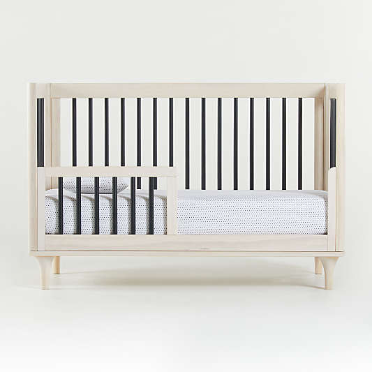 Babyletto Lolly Washed Natural & Black Wood 3-in-1 Convertible Baby Crib with Toddler Bed Conversion Kit