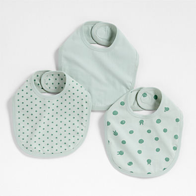 View Baby's First Organic Jersey Green Baby Bibs, Set of 3 details