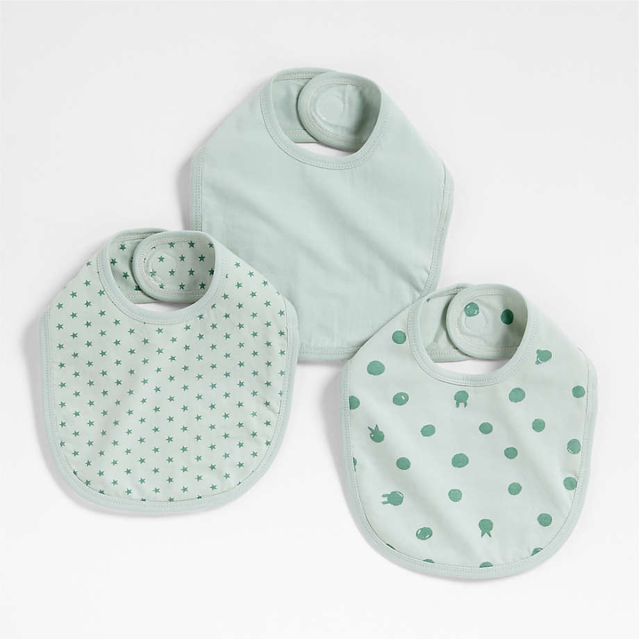 Baby's First Organic Jersey Green Baby Bibs, Set of 3 + Reviews | Crate ...