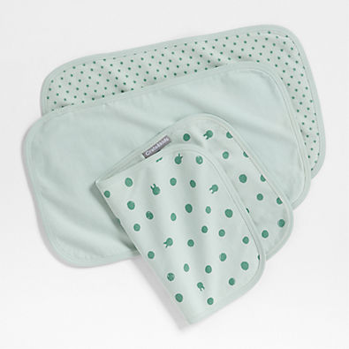 View Baby's First Organic Jersey Green Baby Burp Cloths, Set of 3 details