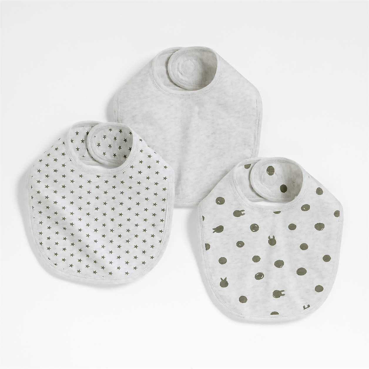 Baby's First Organic Jersey Grey Baby Bibs, Set of 3 + Reviews Crate