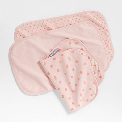 View Baby's First Organic Jersey Pink Baby Burp Cloths, Set of 3 details