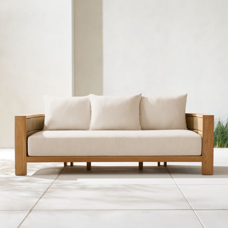 Bali 86" Natural Teak Outdoor Sofa with Nova Glow Sunbrella ® Cushions - image 2 of 14