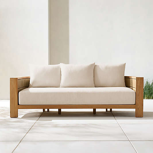 Bali 86" Natural Teak Outdoor Sofa with Sunbrella ® Cushions