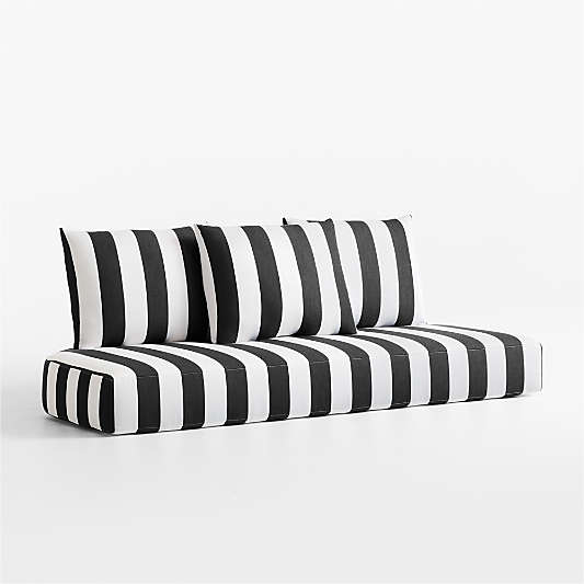 Replacement Bali Black and White Cabana Stripe Sunbrella ® Outdoor Sofa Cushion
