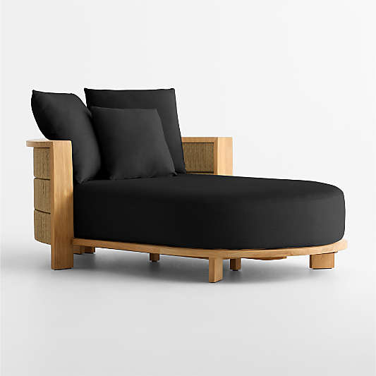 Bali 51" Natural Teak Chaise Daybed with Canvas Black Sunbrella ® Cushions