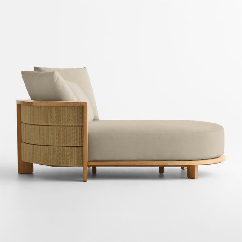 Bali 51" Natural Teak Chaise Daybed with Canvas Flax Sunbrella ® Cushions - image 8 of 11