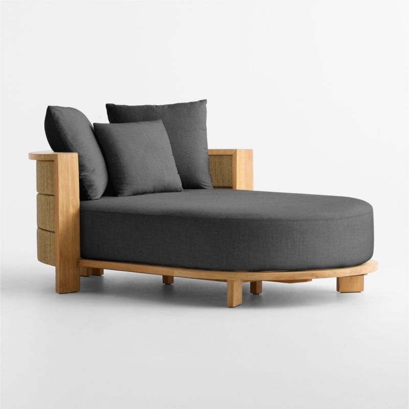 Viewing product image Bali 51" Natural Teak Chaise Daybed with Cast Charcoal Sunbrella ® Cushions - image 1 of 9