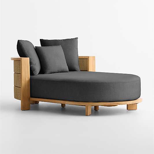 Bali 51" Natural Teak Chaise Daybed with Cast Charcoal Sunbrella ® Cushions