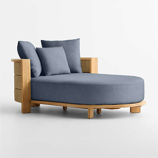 Bali 51" Natural Teak Chaise Daybed with Cast Harbor Sunbrella ® Cushions