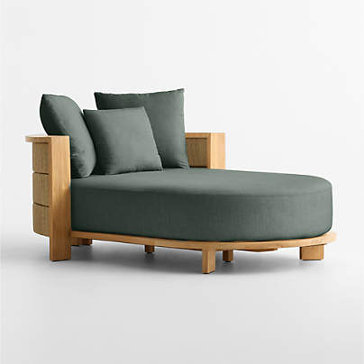 Bali 51" Natural Teak Chaise Daybed with Cast Ivy Sunbrella ® Cushions
