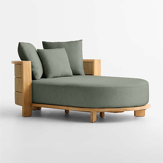 Bali 51" Natural Teak Chaise Daybed with Cast Sage Sunbrella ® Cushions