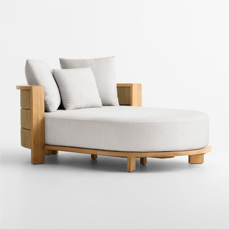 Viewing product image Bali 51" Natural Teak Chaise Daybed with Cast Silver Sunbrella ® Cushions - image 1 of 9