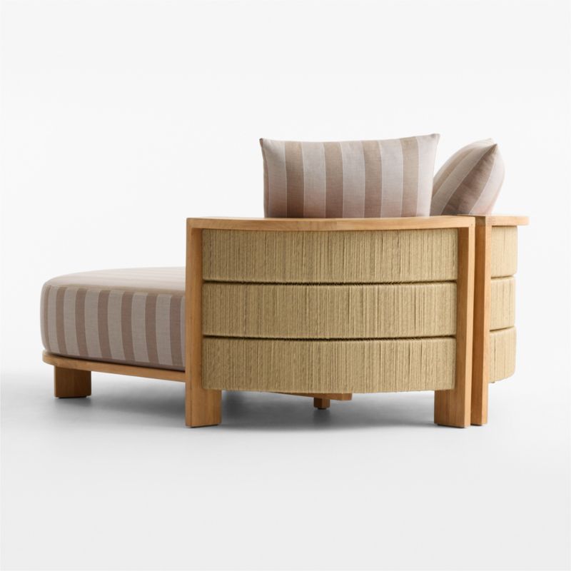 Bali 51" Natural Teak Chaise Daybed with Range Dune Stripe Sunbrella ® Cushions - image 9 of 11