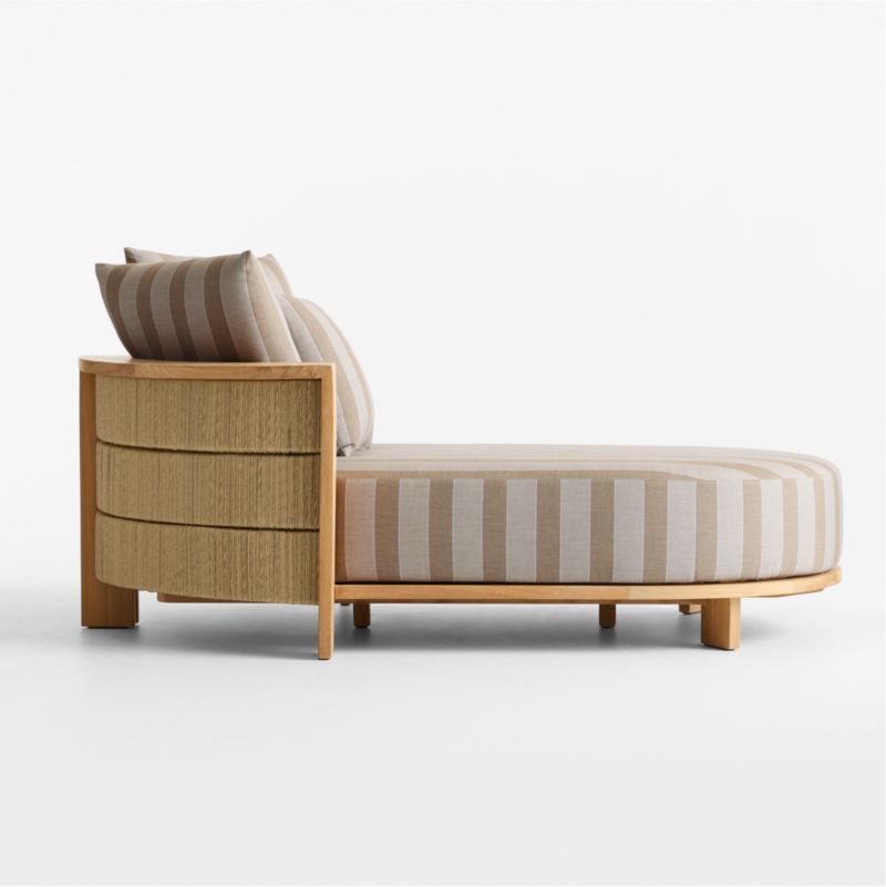 Bali 51" Natural Teak Chaise Daybed with Range Dune Stripe Sunbrella ® Cushions - image 8 of 11