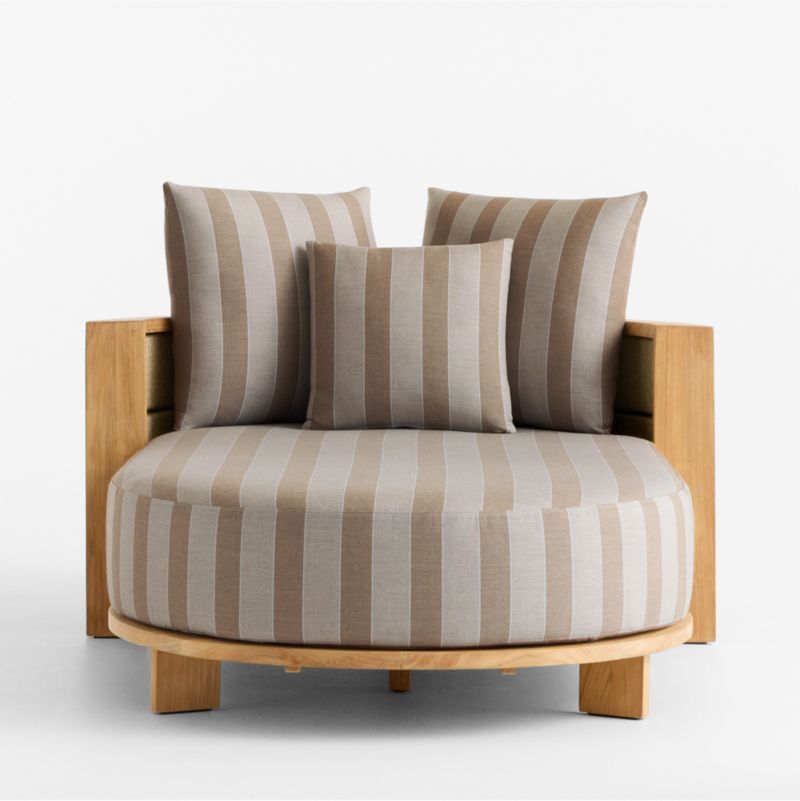 Bali 51" Natural Teak Chaise Daybed with Range Dune Stripe Sunbrella ® Cushions - image 7 of 11