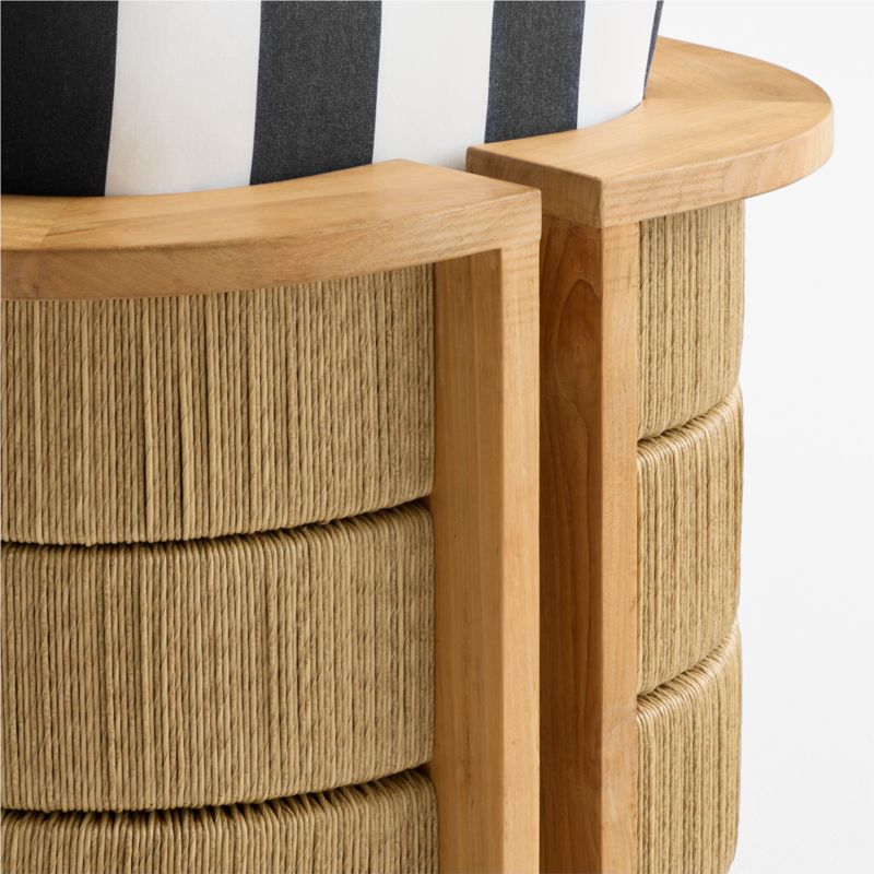 Bali Natural Teak Outdoor Lounge Chair with Black and White Cabana Stripe Sunbrella ® Cushions - image 10 of 11