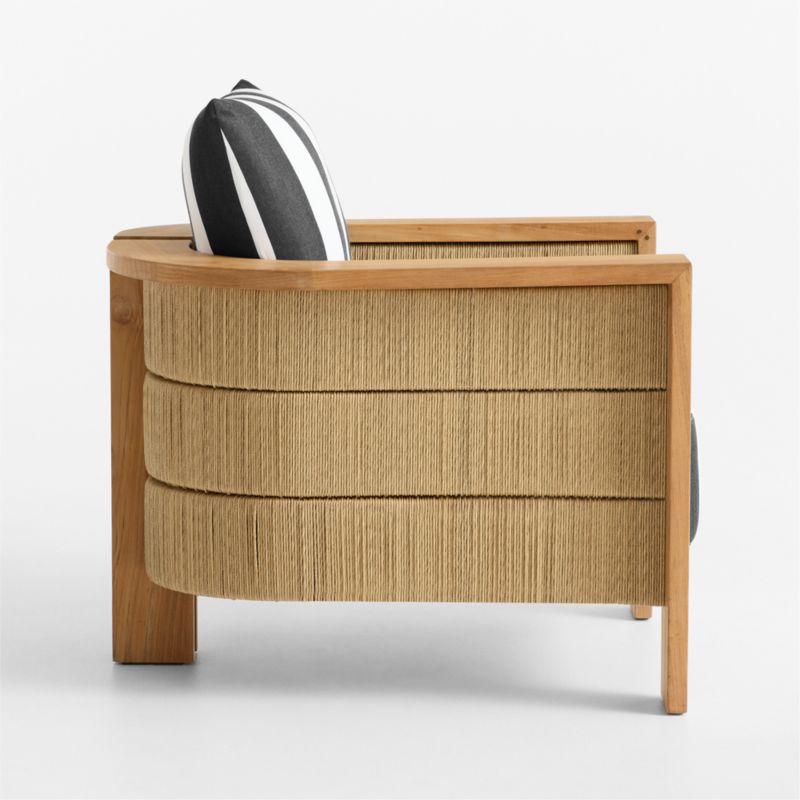 Bali Natural Teak Outdoor Lounge Chair with Black and White Cabana Stripe Sunbrella ® Cushions - image 8 of 11