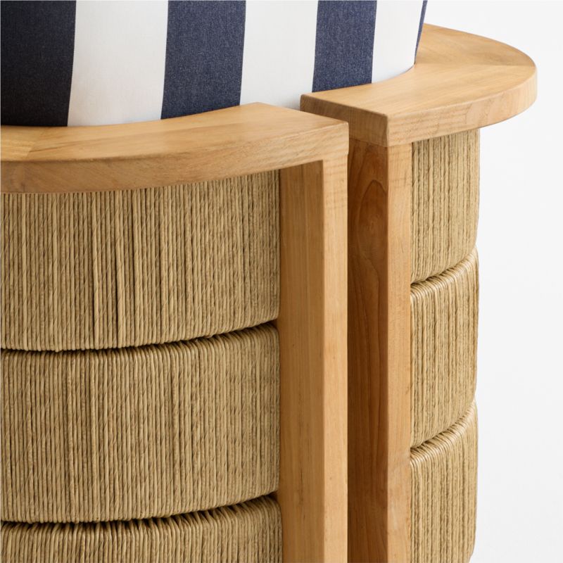 Bali Natural Teak Outdoor Lounge Chair with Navy and White Cabana Stripe Sunbrella ® Cushions - image 10 of 11