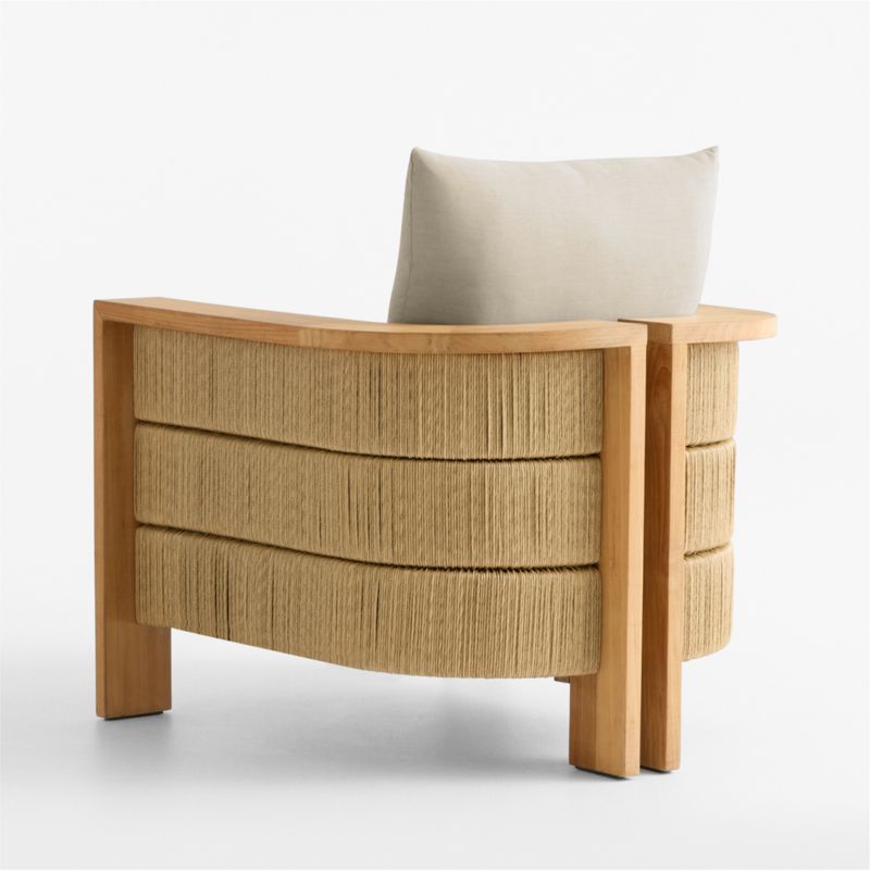 Bali Natural Teak Outdoor Lounge Chair with Canvas Flax Sunbrella ® Cushions - image 9 of 11