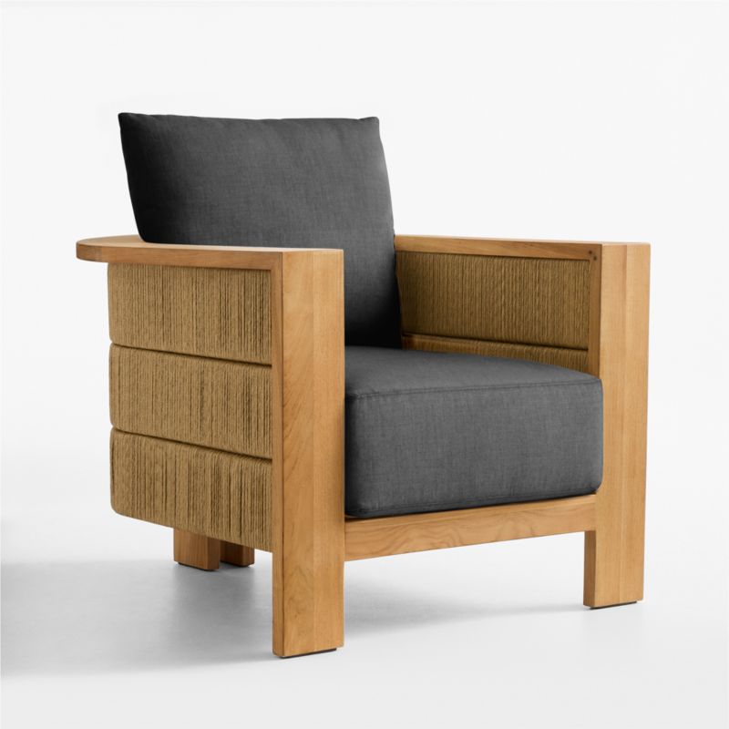 Viewing product image Bali Natural Teak Outdoor Lounge Chair with Cast Charcoal Sunbrella ® Cushions - image 1 of 9
