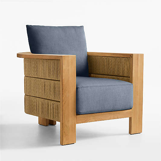 Bali Natural Teak Outdoor Lounge Chair with Cast Harbor Sunbrella ® Cushions