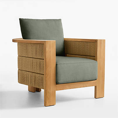 Bali Natural Teak Outdoor Lounge Chair with Cast Sage Sunbrella ® Cushions