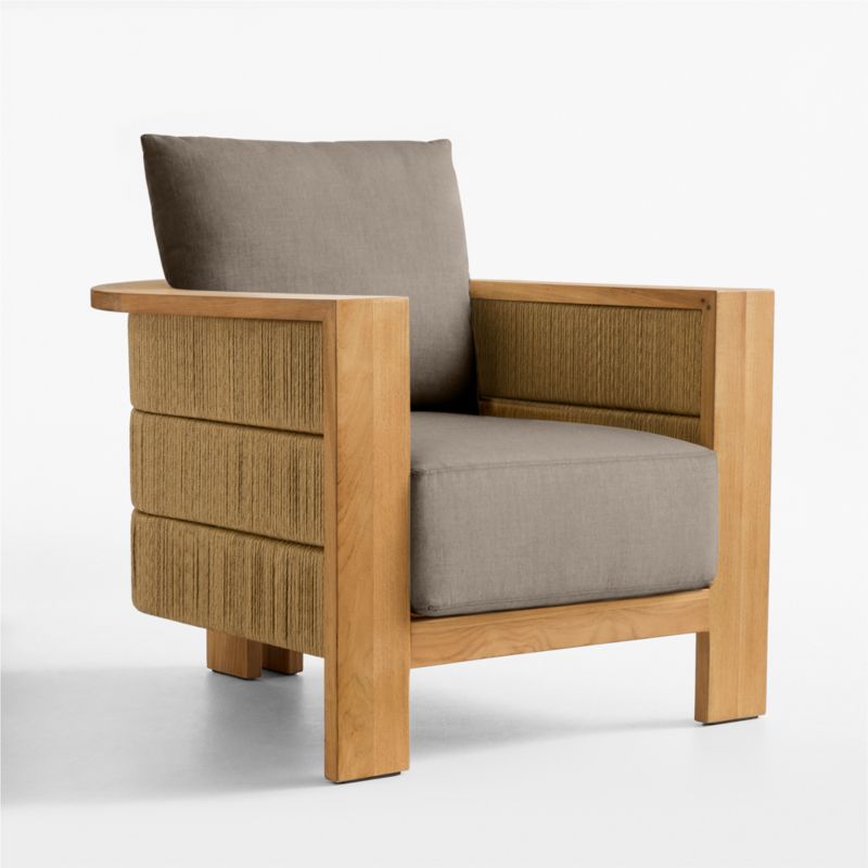 Viewing product image Bali Natural Teak Outdoor Lounge Chair with Cast Shale Sunbrella ® Cushions - image 1 of 9