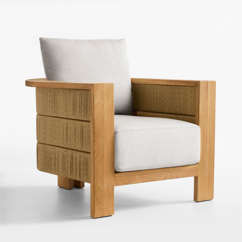 Viewing product image Bali Natural Teak Outdoor Lounge Chair with Cast Silver Sunbrella ® Cushions - image 1 of 9