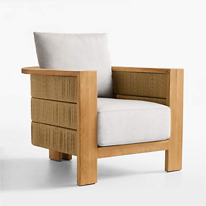 Bali Natural Teak Outdoor Lounge Chair with Cast Silver Sunbrella ® Cushions