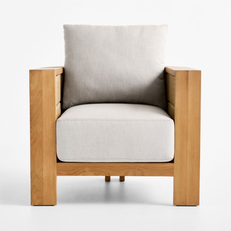 Bali Natural Teak Outdoor Lounge Chair with Cast Silver Sunbrella ® Cushions