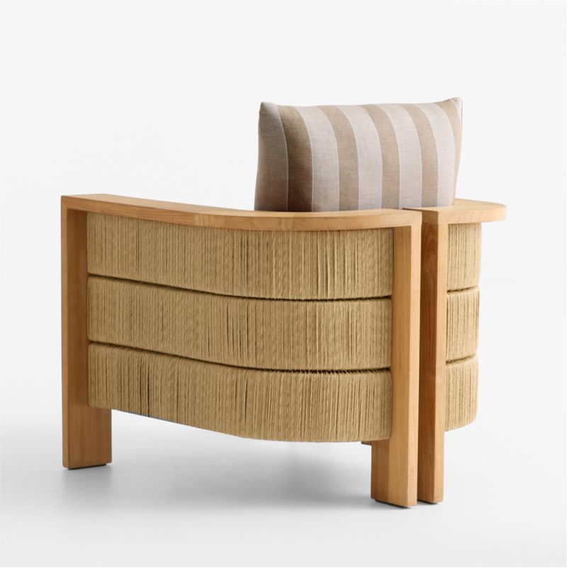 Bali Natural Teak Outdoor Lounge Chair with Range Dune Stripe Sunbrella ® Cushions - image 9 of 11