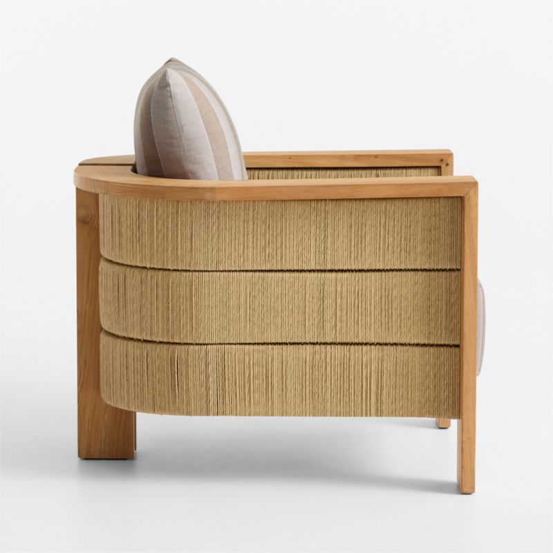 Bali Natural Teak Outdoor Lounge Chair with Range Dune Stripe Sunbrella ® Cushions - image 8 of 11